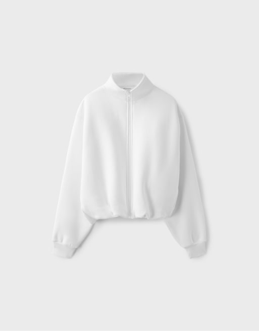 Stradivarius sweat-shirt court à col montant en écru, 6 de 7