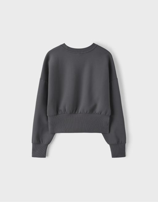 Stradivarius sweat-shirt court avec large ceinture en gris foncé, 7 de 7