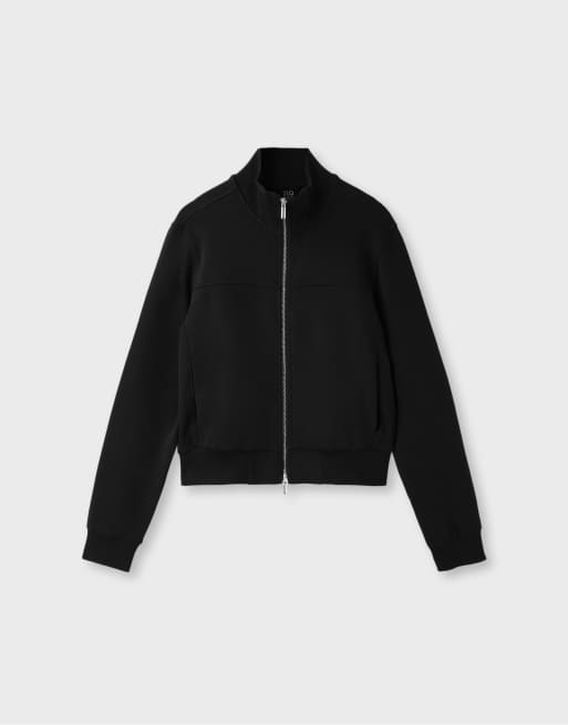 Stradivarius sweat-shirt court zippé à col montant noir, 6 de 7
