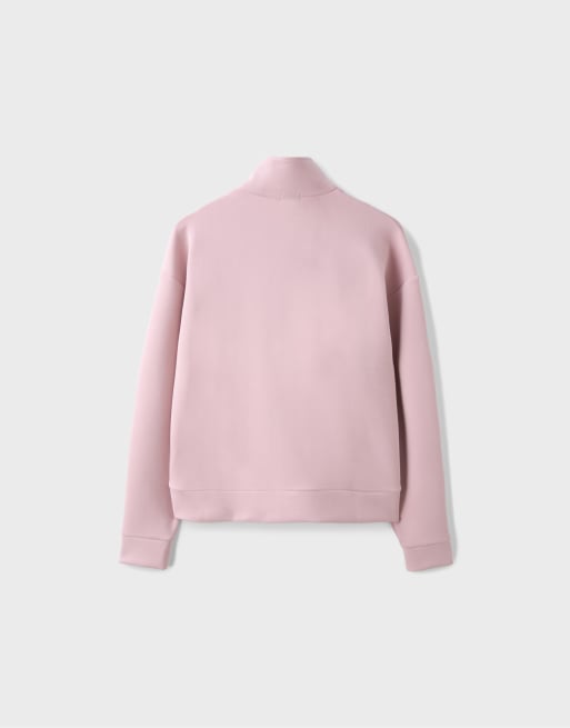 Stradivarius sweat-shirt doux au toucher zippé rose pastel, 6 de 6