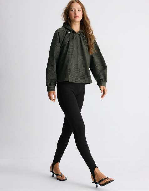 Stradivarius sweat-shirt technique à carreaux kaki - view 1