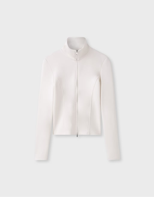 Stradivarius sweat-shirt zippé ajusté couleur vanille, 6 de 7