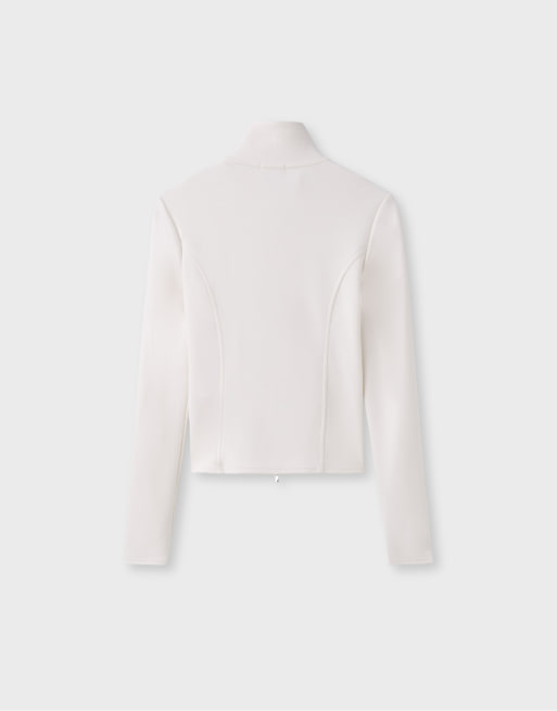 Stradivarius sweat-shirt zippé ajusté couleur vanille, 7 de 7