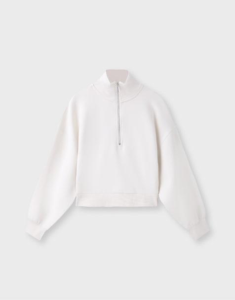 Stradivarius sweat-shirt zippé avec col couleur vanille - view 1