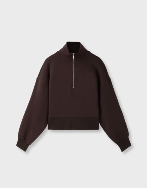 Stradivarius sweat-shirt zippé avec col marron - view 1