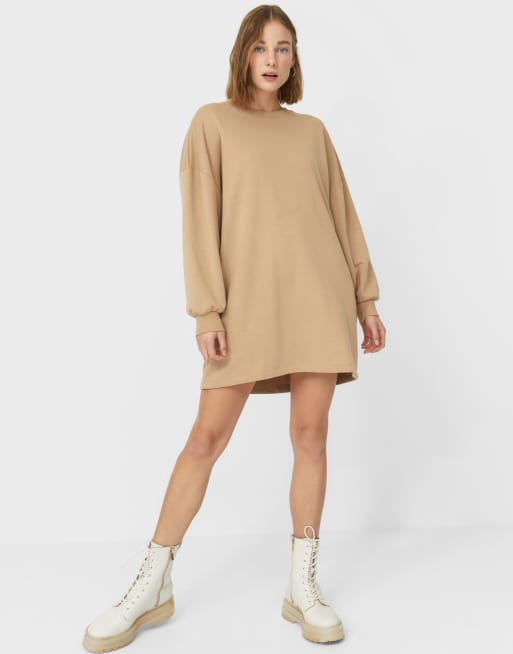 Stradivarius Sweater jurk in beige ASOS