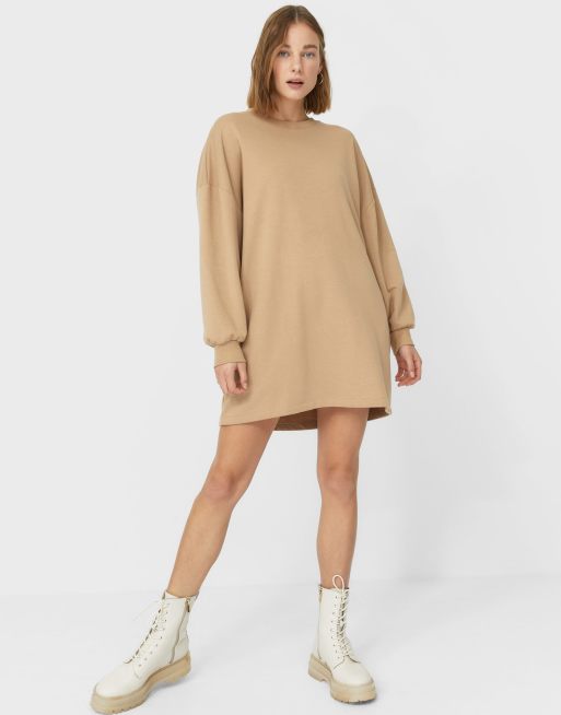 Stradivarius Sweater jurk in beige