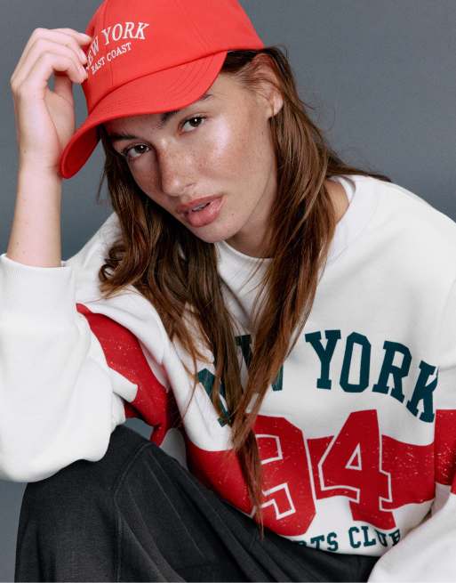 Stradivarius Sweatshirt aus Baumwollmix mit platziertem Print in Rot, 4 von 7