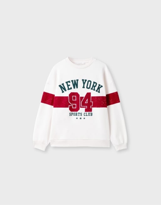 Stradivarius Sweatshirt aus Baumwollmix mit platziertem Print in Rot, 6 von 7