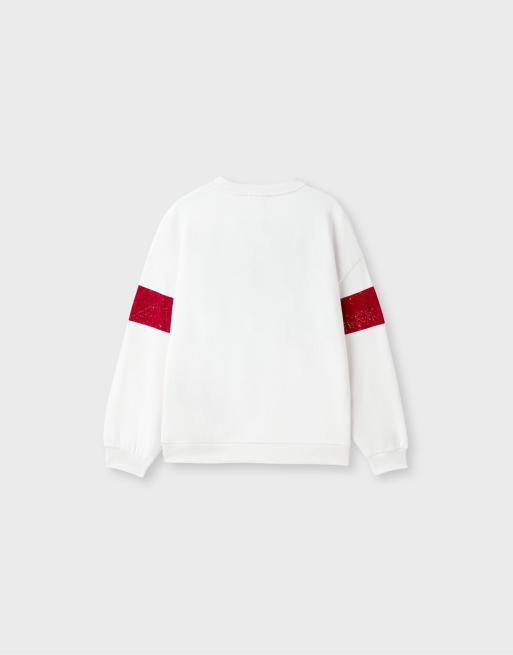 Stradivarius Sweatshirt aus Baumwollmix mit platziertem Print in Rot, 7 von 7