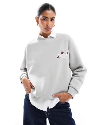 Stradivarius - Sweatshirt in Grau mit „Phoenix"-Schriftzug