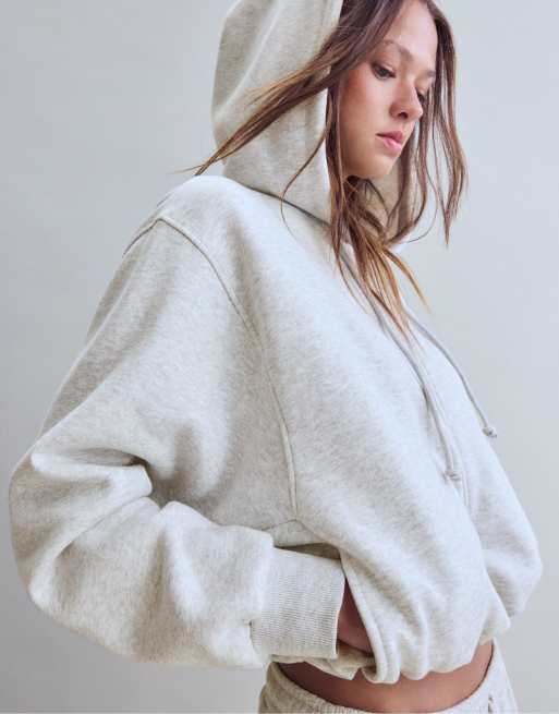 Stradivarius sweatshirt med puffärmar i gråmelerad, 4 av 7