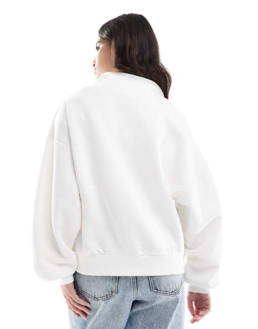 Stradivarius - Sweatshirt met 'New York'-slogan en korte rits in ecru, 2 van 4