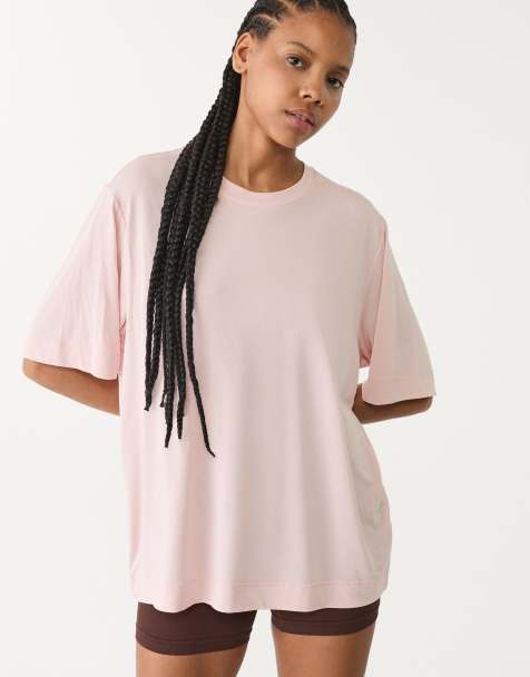 Stradivarius - T-shirt a collo alto oversize rosa pastello morbida al tatto - view 1