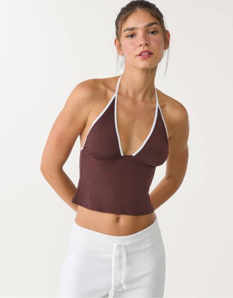 Stradivarius - T-shirt à dos ouvert - Marron - view 1