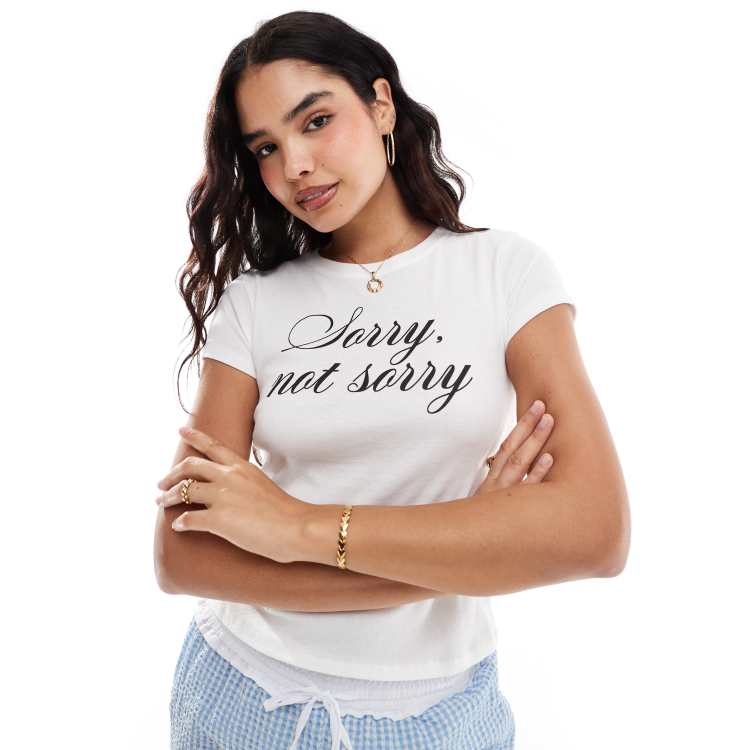 Haut Femme Stradivarius Coton Blanc Avec Message Et Motifs - Taille M NEUF Avec étiquette