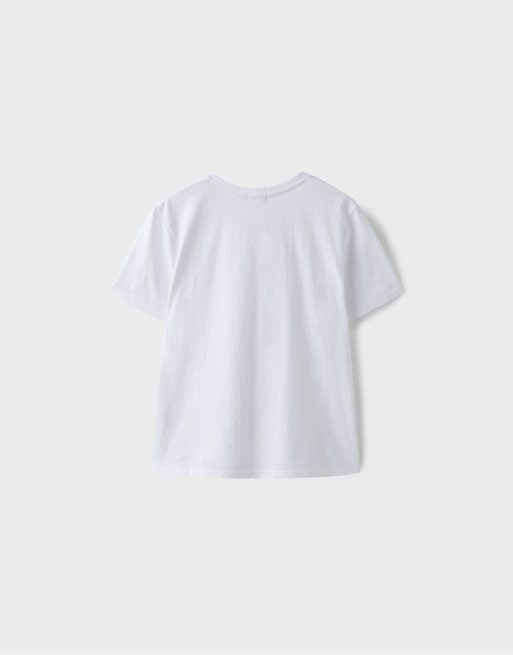 Stradivarius - T-shirt à manches courtes - Écru, 7 de 7