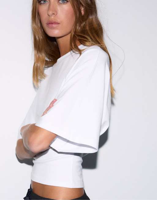 Stradivarius - T-shirt à manches courtes et imprimé japonais - Blanc, 2 de 7