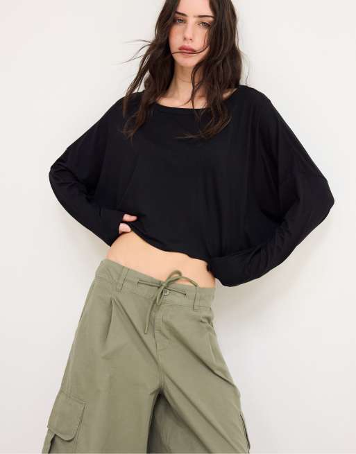 Stradivarius t-shirt à manches longues noir, 2 de 7