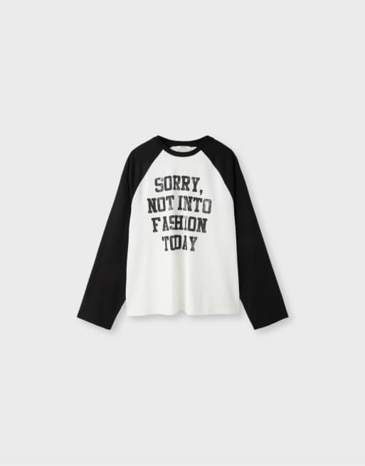 Stradivarius t-shirt à manches longues raglan noir, 6 de 7