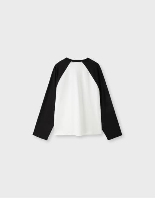 Stradivarius t-shirt à manches longues raglan noir, 7 de 7