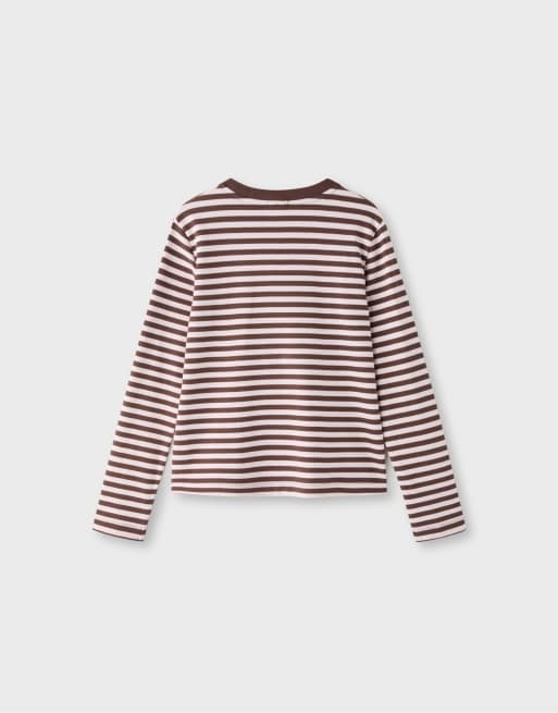 Stradivarius T-shirt à manches longues rayé rose pastel, 7 de 7