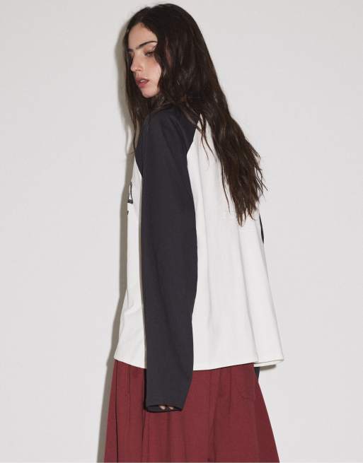 Stradivarius T-shirt a maniche lunghe raglan nera, 3 di 7