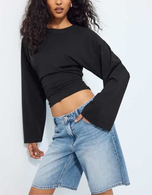 Stradivarius T-shirt aderente a maniche lunghe in nero, 5 di 7