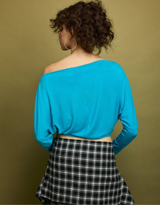 Stradivarius t-shirt asymétrique en modal turquoise, 3 de 7