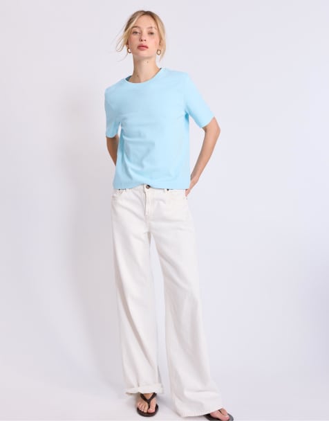 Stradivarius - T-shirt basic regular fit pesante turchese - view 1