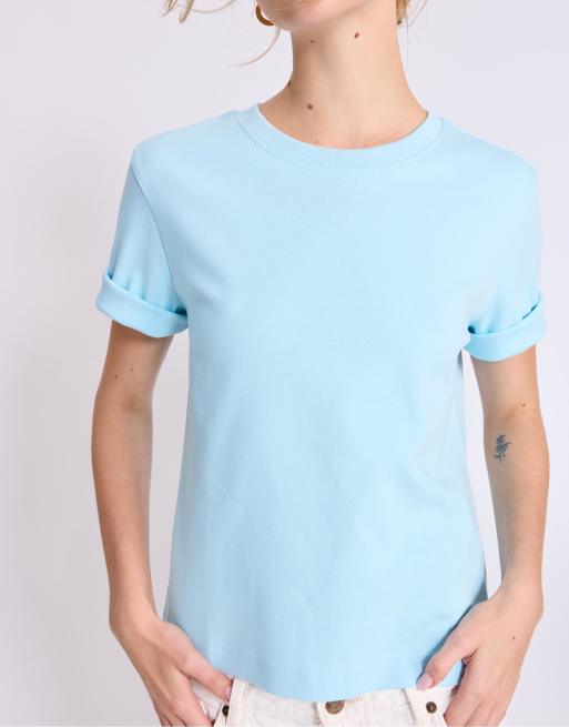 Stradivarius - T-shirt basic regular fit pesante turchese, 2 di 4