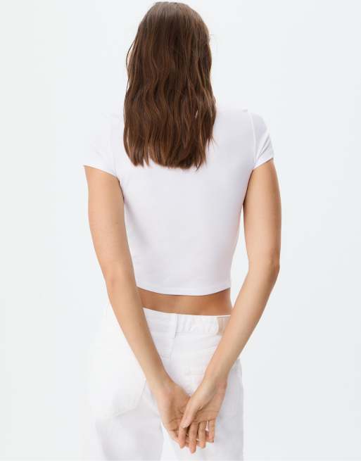Stradivarius - T-shirt basic slim bianca, 2 di 4