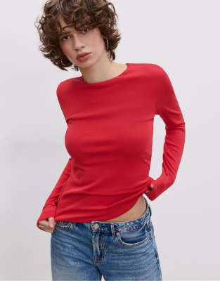 T-shirt basique à manches longues - Rouge S