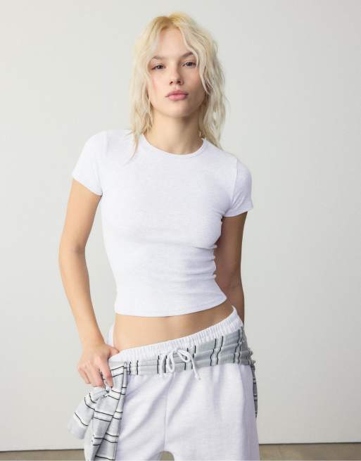 Stradivarius - T-shirt basique ajusté - Gris chiné, 2 de 4