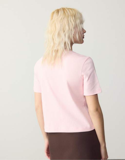 Stradivarius - T-shirt basique coupe classique en tissu épais - Rose saumon, 3 de 4