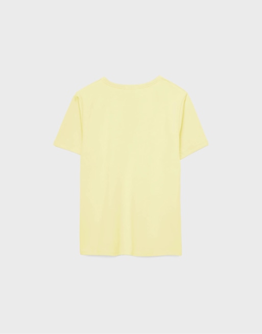 Stradivarius - T-shirt basique doux coupe classique - Jaune pastel, 7 de 7