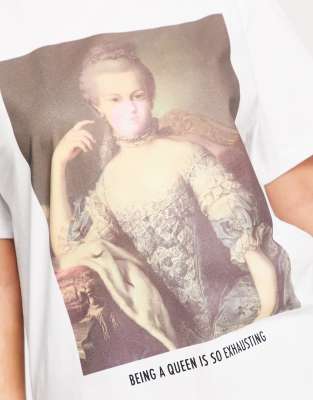 T-shirt bianca con grafica vintage-Bianco - Stradivarius T-shirt donna  - immagine3