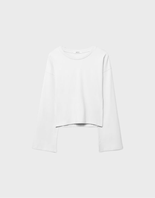 Stradivarius - T-shirt bianca con maniche a kimono, 2 di 5