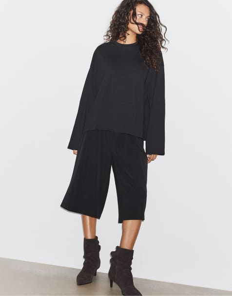Stradivarius T-shirt boxy a maniche lunghe nera - view 1