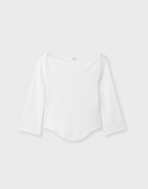 Stradivarius t-shirt col bateau blanc, 6 de 7