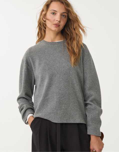 Stradivarius - T-shirt en maille à col rond - Gris foncé - view 1
