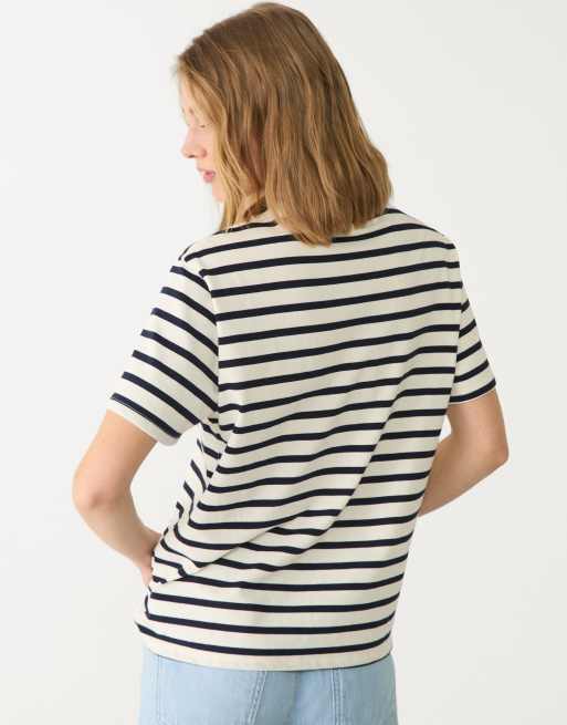 Stradivarius - T-shirt épais coupe carrée à rayures - Écru , 2 de 4