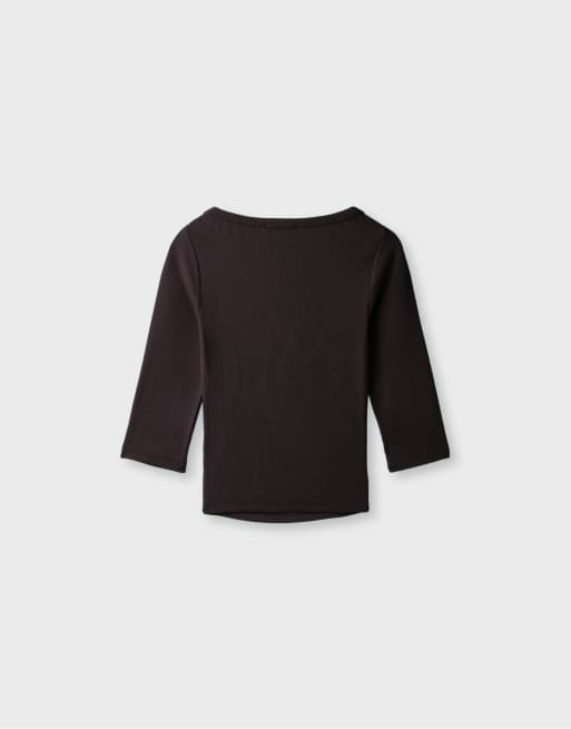 Stradivarius t-shirt Henley marron, 7 de 7