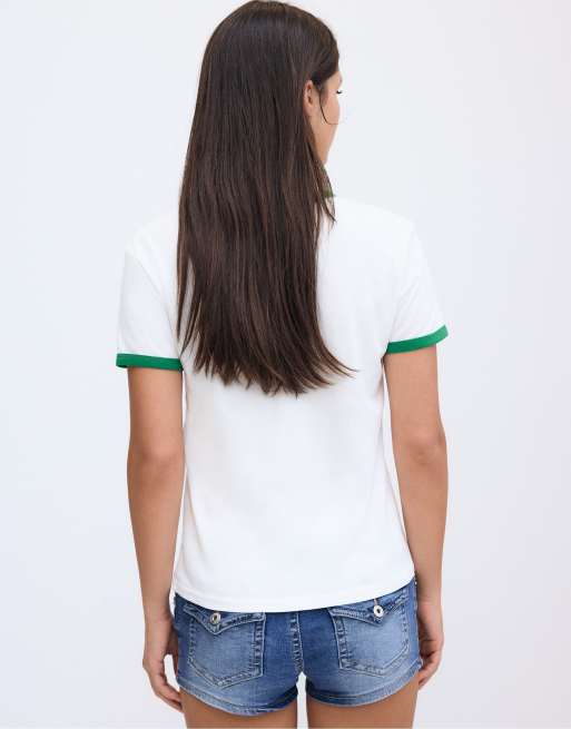 Stradivarius – T-Shirt in Grün mit Print, 3 von 4