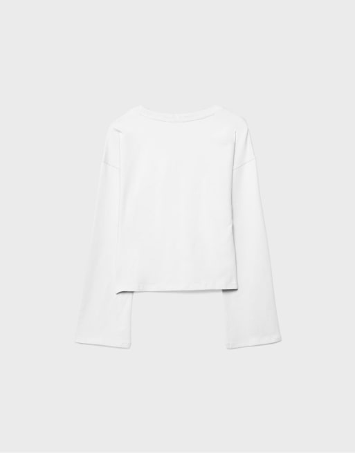Stradivarius – T-Shirt in Weiß mit Kimono-Ärmeln, 3 von 5