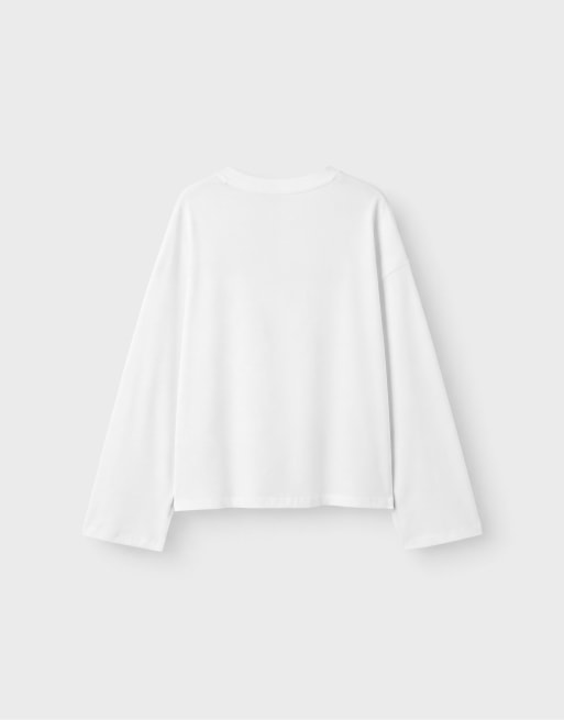Stradivarius t-shirt long à coupe carrée blanc, 7 de 7