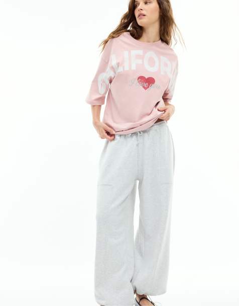 Stradivarius T-shirt med California-print i pastelrosa - view 1