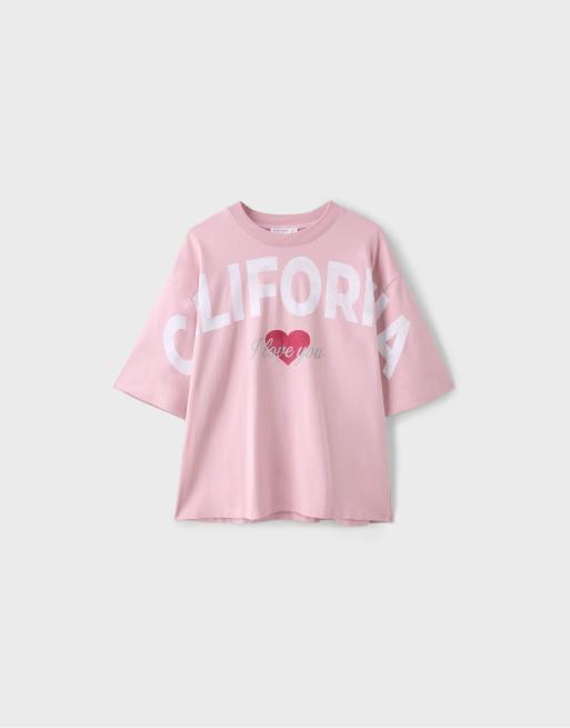 Stradivarius t-shirt med California-tryck i pastellrosa, 6 av 7