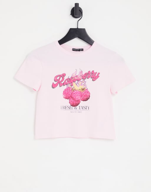 Stradivarius - T-shirt med frugtgrafik i Y2K-design