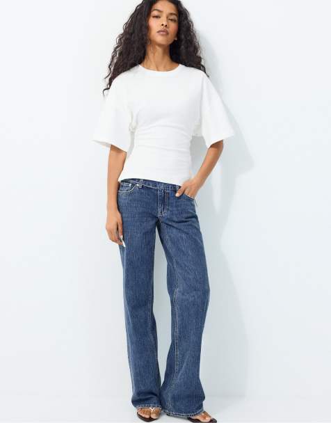 Stradivarius t-shirt med knytband i sidan i naturvit - view 1